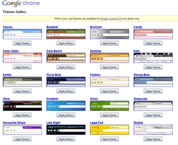 the Google Chrome themes