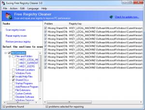 Enlarge Eusing Free Registry Cleaner Screenshot